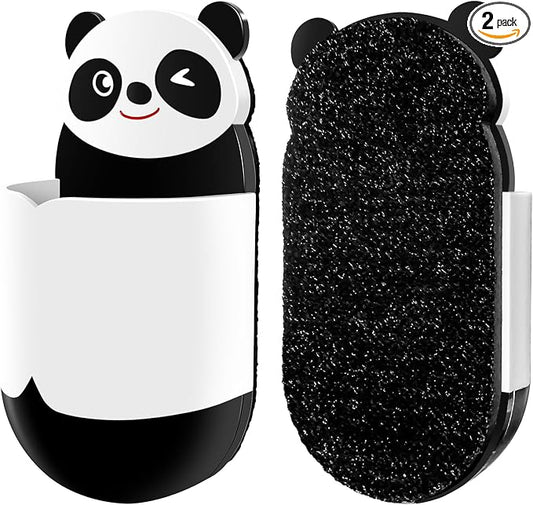 Cute Panda Magnetic Pen Holder, Strong Magnet for Glass Whiteboard, Refrigerator & Locker - 2 Pack Marker Organizer, Dry Erase Marker Holder for School, Home & Office (Black/White)