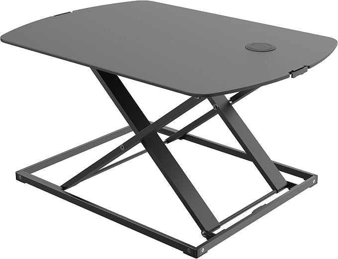 Bostitch Office Sit Stand Desk Converter, Height Adjustable Workstation Riser, Includes Wireless Charging Pad, Black (STND-3122BK)
