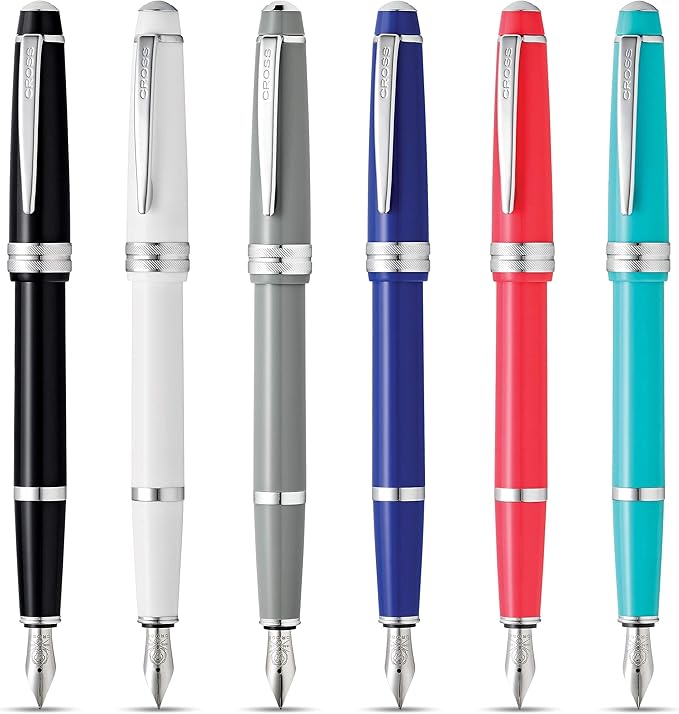 Cross Bailey Light Polished Gray Resin Extra-Fine Nib Fountain Pen - Professional Pen for Effortless Writing - Journaling, Note-Taking & More - Black Ink - Easy Handling - Includes Gift Box
