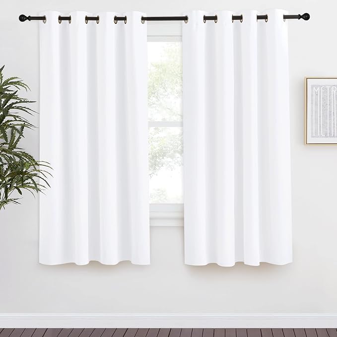 NICETOWN Room Darkening Window Treatment Curtain, Pure White, 1 Panel, 55 by 68, Energy Smart Thermal Insulated Block Out Sunlight Shade & Blind for Bedroom with Grommet Ring Top
