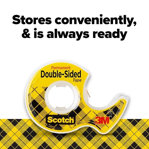 Scotch Double-Sided Tape, 1/2 in x 250 in (12.7 mm x 6.35 m), 3 Count (Pack of 12)