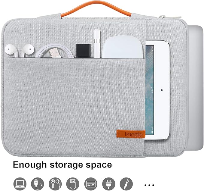 Lacdo 360° Protective 16 Inch Laptop Sleeve Case for 16 Inch HP Lenovo ASUS Acer Dell Laptop/HP Pavilion Envy/Lenovo ThinkPad IdeaPad/Acer Swift/ASUS Vivobook/Dell Computer Bag, Gray