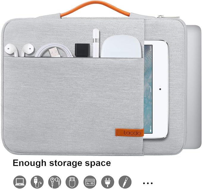 Lacdo 360° Protective 15-15.6 Inch Laptop Sleeve Case for Acer HP Lenovo Dell ASUS Laptop, Acer Aspire 15, HP Pavilion 15, Dell Inspiron 15, Lenovo IdeaPad 15, ASUS ZenBook 15 Computer Bag, Gray
