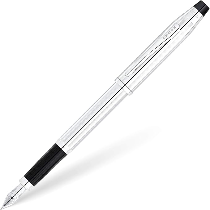 Cross Century II Lustrous Chrome Medium Nib Fountain Pen - Professional Pen for Everyday Use - Smooth Writing - Comfortable Grip - Black Ink - Durable Construction - Includes Gift Box