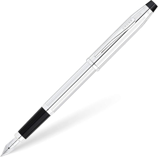 Cross Century II Lustrous Chrome Fine Nib Fountain Pen - Professional Pen for Everyday Use - Smooth Writing - Comfortable Grip - Black Ink - Durable Construction - Includes Gift Box