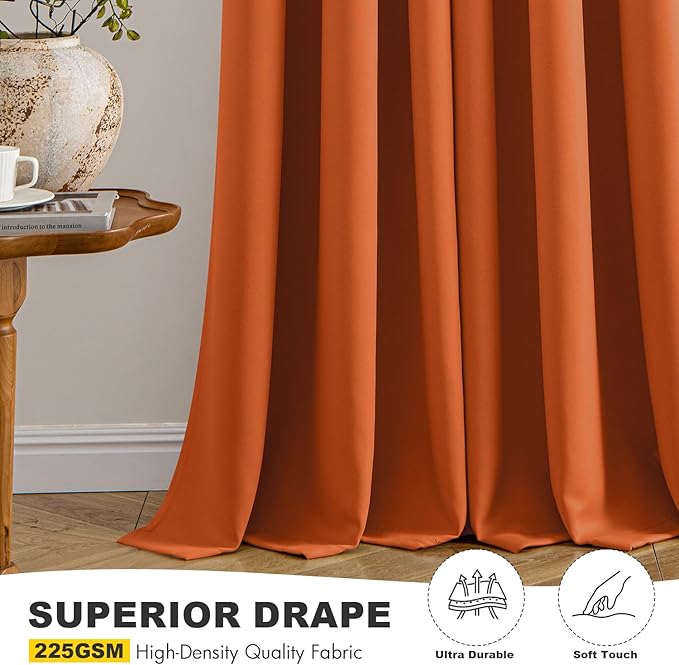 MIULEE Blackout Curtains for Bedroom Living Room 2 Panels, Thermal Insulated Room Darkening Drapes Grommet Noise Reducing Light Blocking Window Treatments 54 Inches Long 40x54 Inch Orange