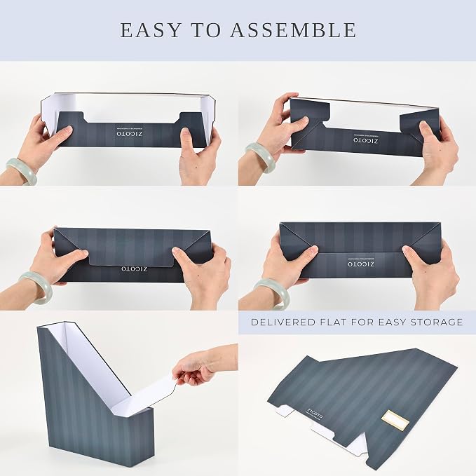Beautiful Magazine Holder Set of 3 - Sturdy File Holder to Organize Your Desk or Shelves - The Perfect Office & Work Storage to Effortlessly Arrange Your Paperwork, Files, Magazines, Books or Binders