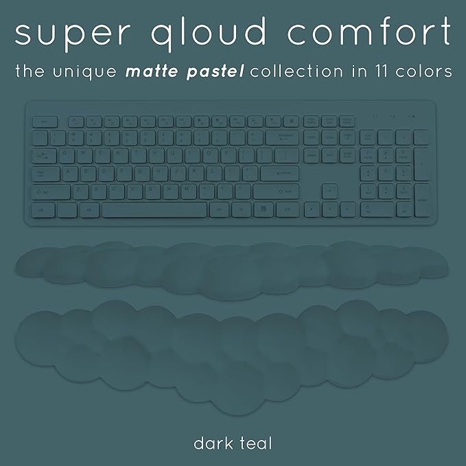 Cloud Keyboard Wrist Rest – Create-ables Qloud Cloud Wrist Rest for Computer Keyboard and Mouse, Ergonomic Memory Foam Wrist Pad with Non-Slip Base, Includes Cloud Mouse Pad – Dark Teal