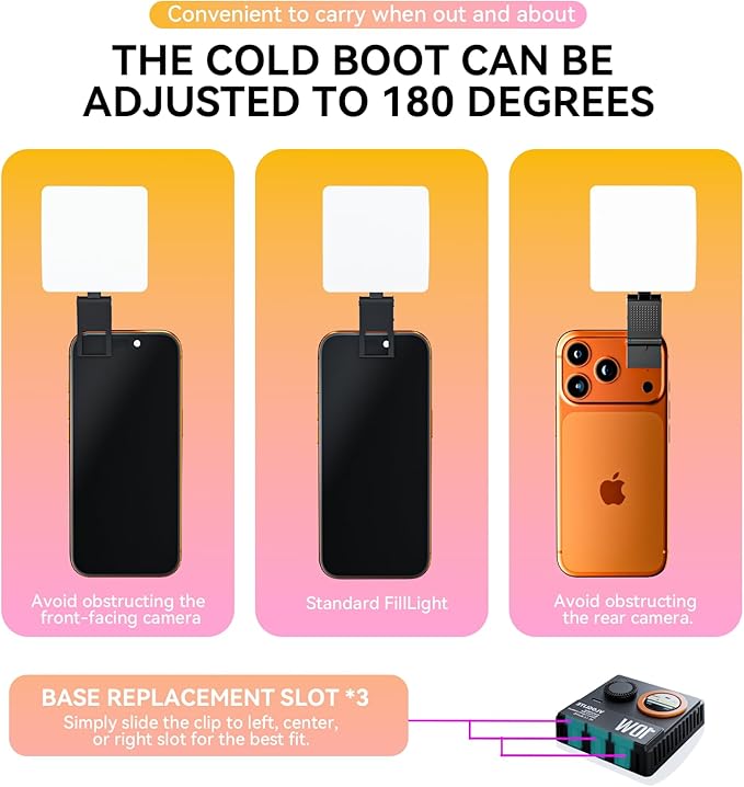 10W Portable Selfie LED Video Light - Max.3300 Lux vlogging Light, 1800K-9000K,2600mAh Rechargeable Battery,Video Conference Lighting Kit for Phone/Laptop Selfie Lights with Clip & Cold Shoe