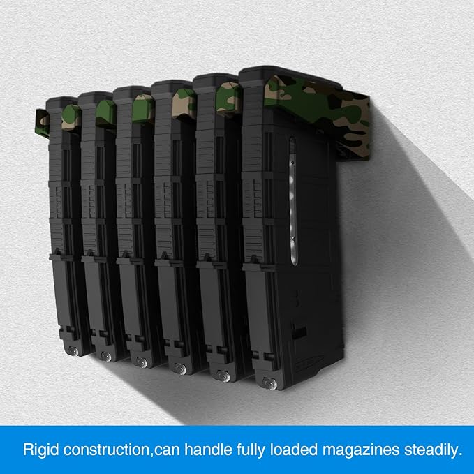 Solid ABS 6-Slot Camo PMAG Wall Mount & Rack, 1 Pcs | Standard Capacity Mag Holder, Home Tactical Storage, Heavy Duty Display Stand, Room Organizer