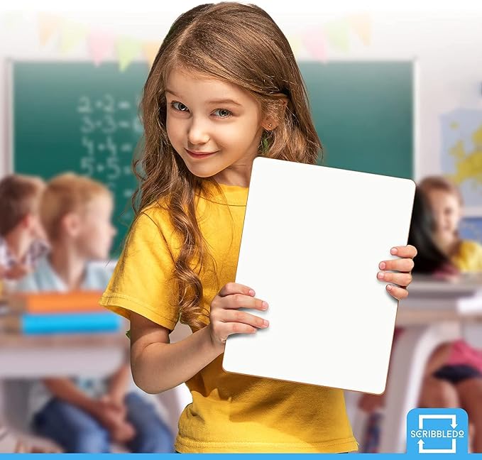 SCRIBBLEDO Small White Board 9x12 Double Sided Dry Erase Personal Board | 9x12 Personal Whiteboard, Premium Masonite Hardboard, Wipes Clean No Ghosting, Students Classroom Home and Office