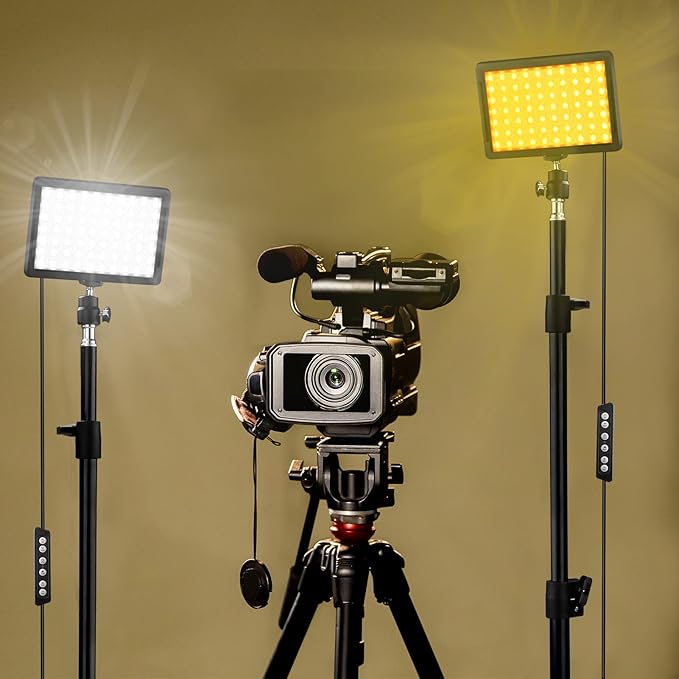 2 Pack LED Video Light, Photography Lighting Kit, 2400-6800K Dimmable Studio Light 97 CRI with Tripod Stand/Color Filters for YouTube/Stream Zoom Call/Vlogging/Video Conference Lighting