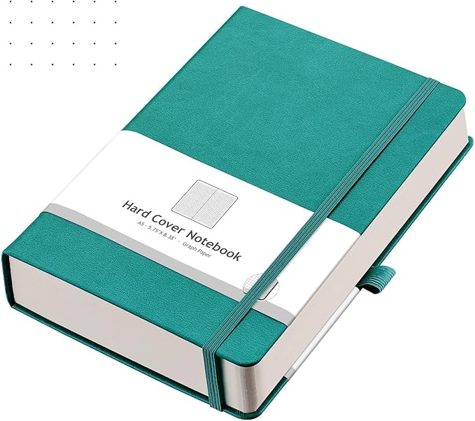 AHGXG Dotted Journal - 320 Numbered Pages Dot Grid Notebook A5 Thick Journal, 100gsm Thick Dotted Paper, Leather Hardcover,Inner Pocket, 5.75'' × 8.38'', Cyan