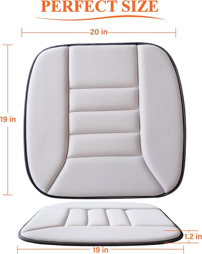 kingphenix Memory Foam Car Seat Cushion for Driver and Office Chair Comfort | 1.2-Inch-Thick Memory Foam Seat Pad, Soft, Breathable Fabric, Non-Slip Silicone Bottom for Long Drives and Office Use, Gray