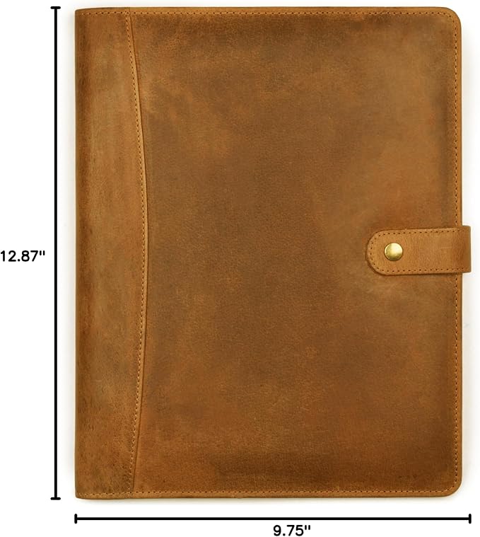 Leather Village Leather Portfolio Organizer - Professional Business Padfolio for Men & Women - Document Card Holder, Resume Folder, Folio for A4/Letter Size Writing Legal Pad- Tan Brown