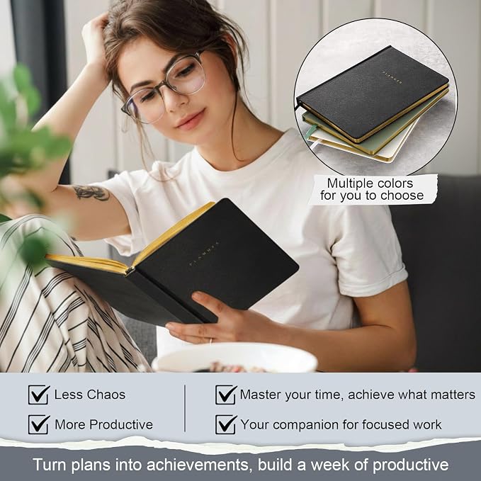Productivity 3-month Planner Undated Daily Weekly Monthly Planner with Hardcover, Setting Guided Journal for Time Management, Habit Tracking, Self Care & Organization(Black)