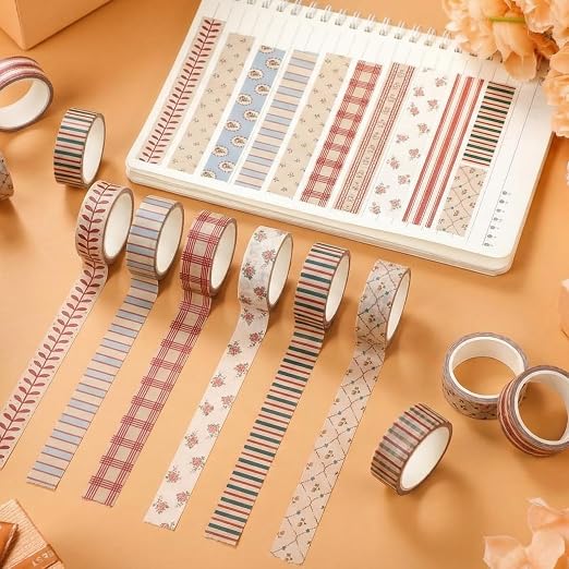 12 Rolls Watercolor Floral Washi Tape Set 15 mm Vintage Flower Decorative Masking Tape for Summer School Arts DIY Craft Scrapbook Journal Supplies Gifts(Retro,Mixed Pattern)