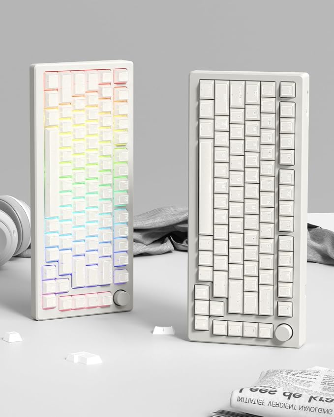 White Jade keycap, 142Key Set, Translucent Double Shot 142 Keys Cherry Profile for 60% 65% 75% 87 104 108 Layout Mechanical Keyboards, MX Switch CompatibleKeyboard