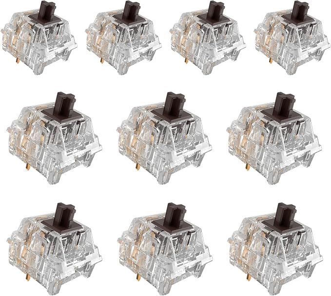 ZhouWang Crystal Brown Switch 3 Pin 50gf Pre-Lubricated,Dustproof Tactile Switch,Suitable for RGB,Mechanical Gaming Keyboards、MX Mechanical Keyboard(90PCS)