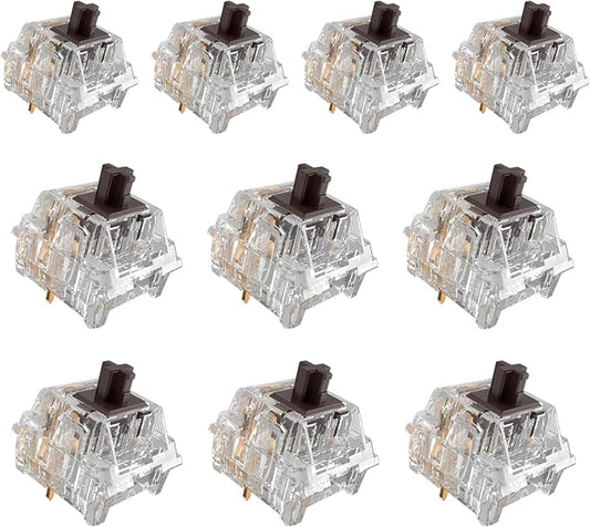ZhouWang Crystal Brown Switch 3 Pin 50gf Pre-Lubricated,Dustproof Tactile Switch,Suitable for RGB,Mechanical Gaming Keyboards、MX Mechanical Keyboard(90PCS)
