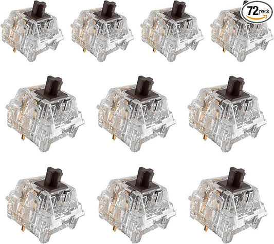 ZhouWang Crystal Brown Switch 3 Pin 50gf Pre-Lubricated,Dustproof Tactile Switch,Suitable for RGB,Mechanical Gaming Keyboards、MX Mechanical Keyboard(72PCS)