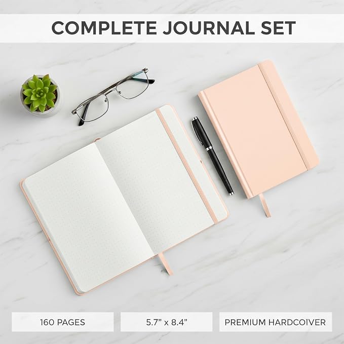 Mr. Pen- Dotted Journal Notebook, A5 Medium Size (5.7"x8.4") | 160 Pages (80 Sheets), Fabric Hardcover, 100 GSM Thick Paper, Bullet Dotted Journal for Planning, Tracking