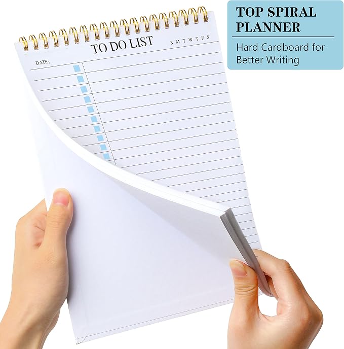 KAICN To Do List Notepad, Undated Daily Planner Notepad with To Do List Notebook Checklist Planner Spiral Waterproof Notepad for Office Supplies, School Planner, Blue, 52 Sheets, 5.5"*8.3" A5 Size