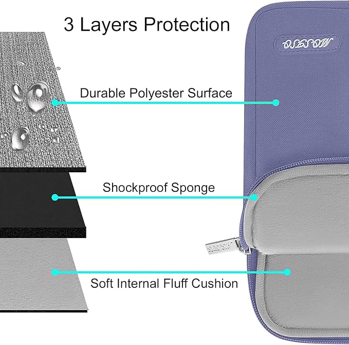 MOSISO Laptop Case 13 inch, Laptop Sleeve Compatible with MacBook Neo/Air/Pro 13 inch with A18/M5/M4/M3/M2/M1 Chip 2026-2016, Polyester Vertical Computer Sleeve Bag with Pocket, Lavender Gray