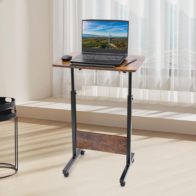 Adjustable Height 32-47in & 180°Angle Mobile Standing Desk Small Desk Portable Foldable Desk for Small Spaces