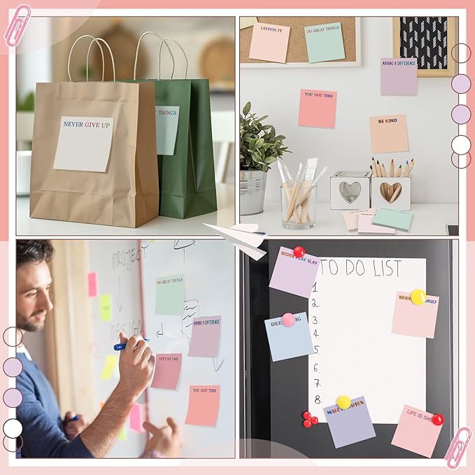 Yinder 24 Pcs Inspirational Sticky Notes Thank You Gift Motivational Sticky Note Pad Employee Appreciation Gift Bulk for Staff Coworker Teacher Nurse Office Groups 3 x 3'' (Inspirational,Aesthetics)