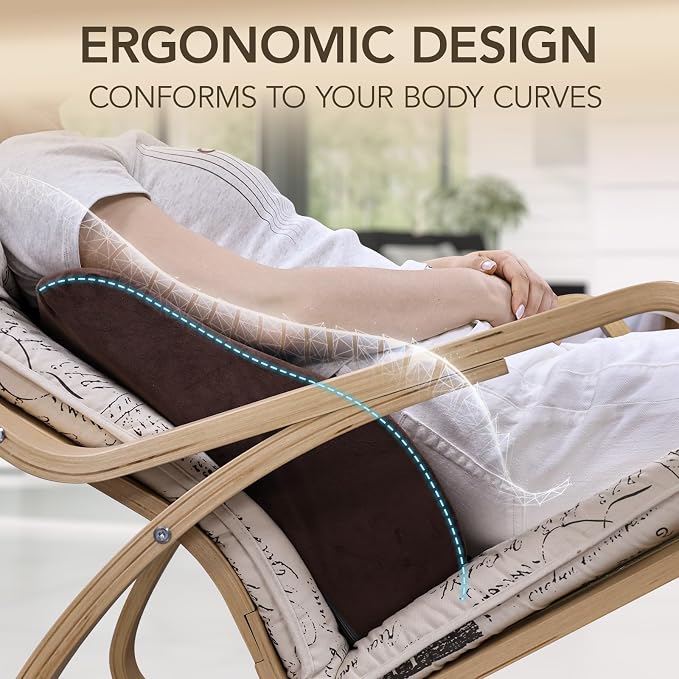 SofGlowly Lumbar Support Pillow for Recliner,Large Memory Foam Back Support Cushion for Sofa & Gaming Chair, Ergonomic Backrest Pillow Comfortable Couch Cushion with Machine Washable Cover,Coffee