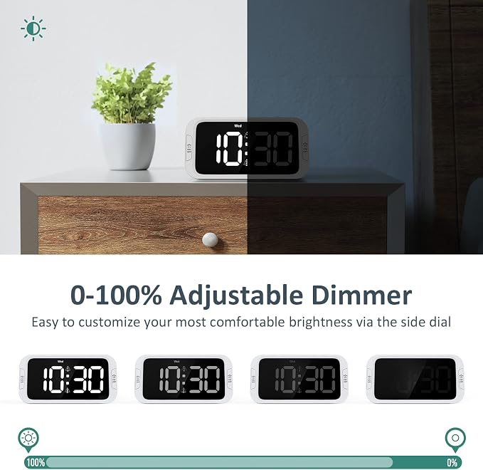 Odokee Digital Dual Alarm Clock for Bedroom, Easy to Set, 0-100% Dimmer, USB Charger, 5 Sound Adjustable Volume, Weekday/Weekend Mode, Snooze, 12/24Hr, Battery Backup, Compact Clock for Bedside(White) | Easy to Set Alarm Clock with Weekday/Weekend Mode...