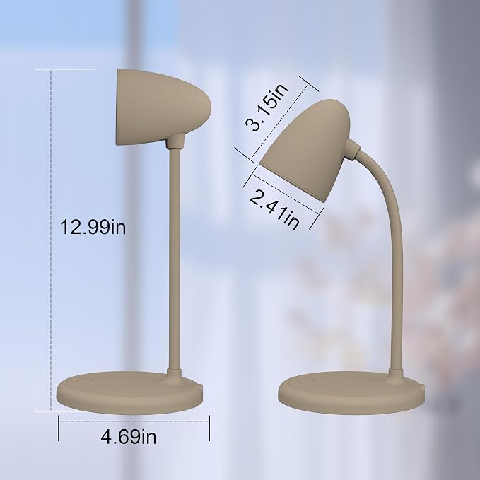 LED Desk Lamp for Home Office,3 Light Colors,Table Lamp,Dimmable Reading Light for Bedside Small Desk Lamp for College Dorm Room,Bedroom Desk Light,Brown