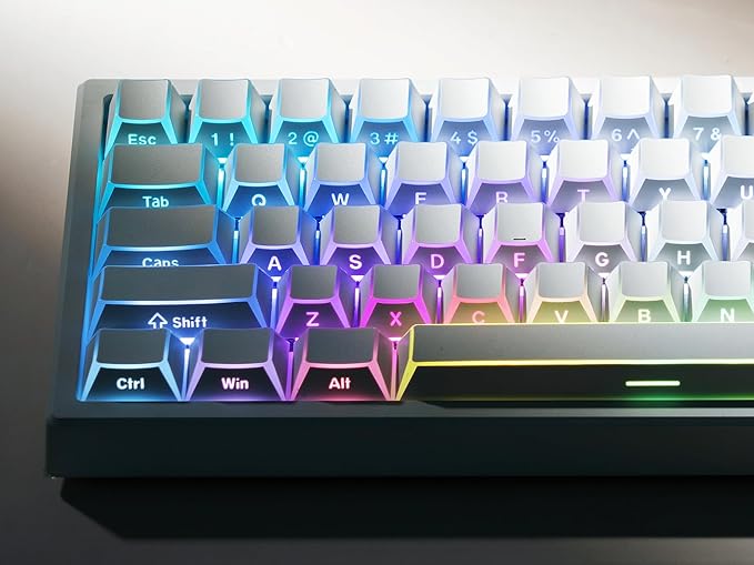 Womier PBT Shine Through Keycaps Manga White, OEM Profile Side Printed Custom Key caps 60 65 75 100 Percent Keyboard Keycap Set Suitable for MX Switches Mechanical Keyboard