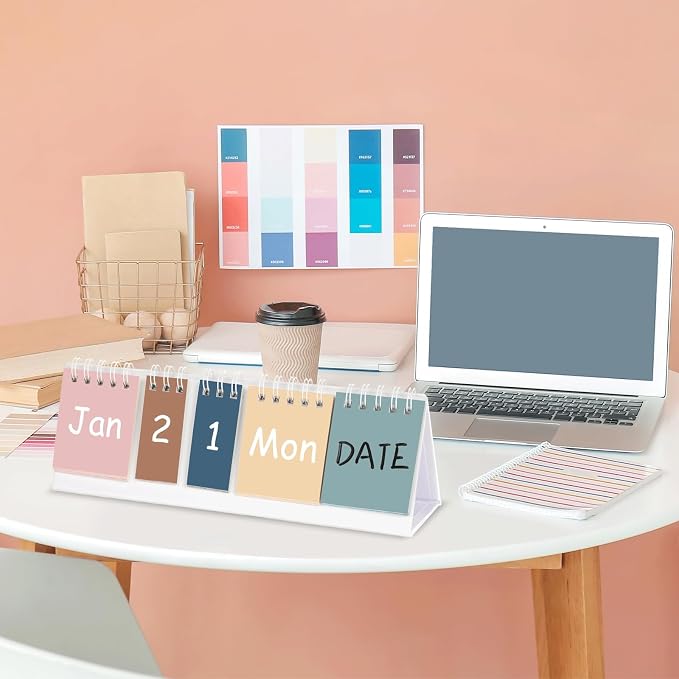 Boho Perpetual Desk Calendar Count Down Flip Calendar Desktop Calendar for Office Classroom Supplies with Day Date Month Display Planner Home Decor Christmas Gift for Women 8.74 x 2.76 Inch