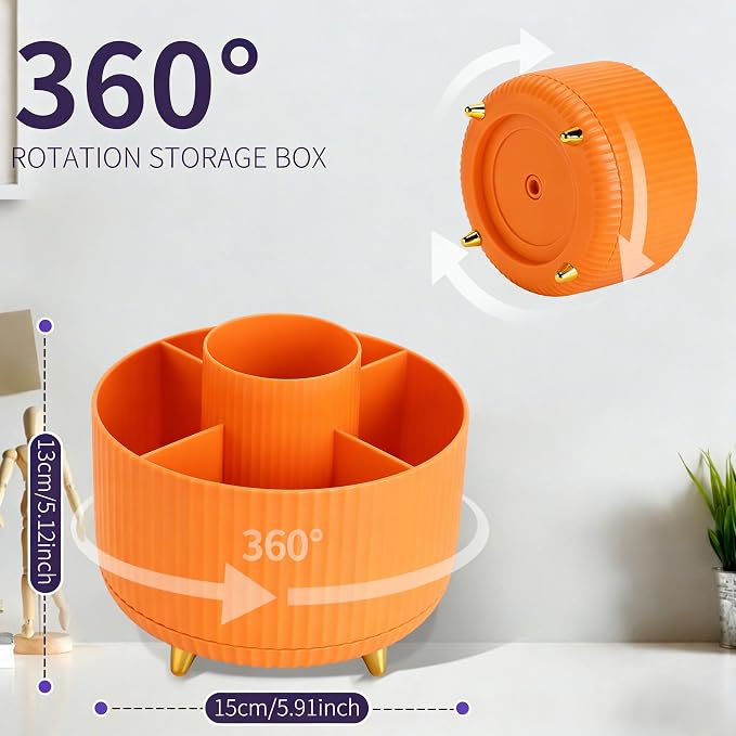 Camelmother 360°Rotating Pen&Pencil Holder For Desk With 5Slots Cute Office | Spacious Beautiful & Durable For Teachers Students Workers Easy Storage for Pens Stationery
