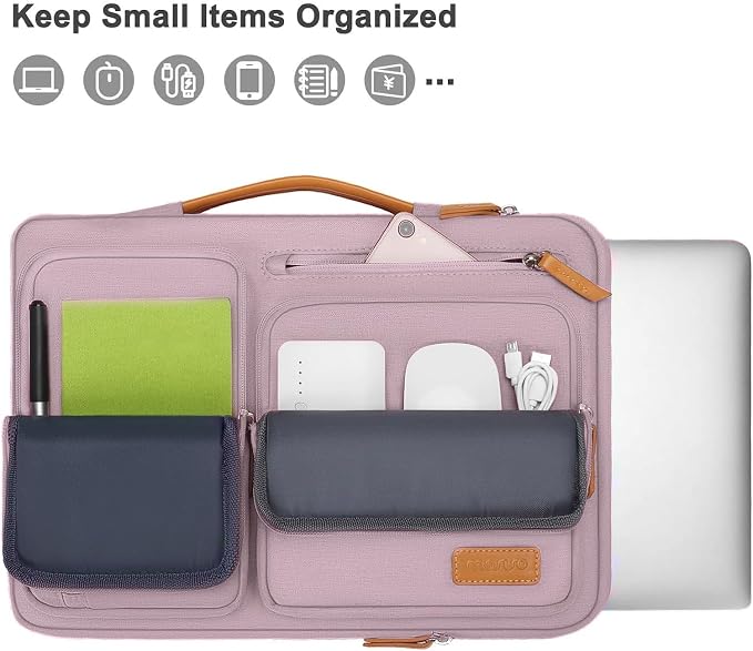 MOSISO 360 Protective Laptop Case 13.3 inch, 13-13.3 inch Laptop Sleeve Compatible with MacBook Air/Pro 13 / Pro 14,HP Dell Acer ASUS,Side Open Carrying Case with 4 Zipper Pockets&Handle, Pastel Pink