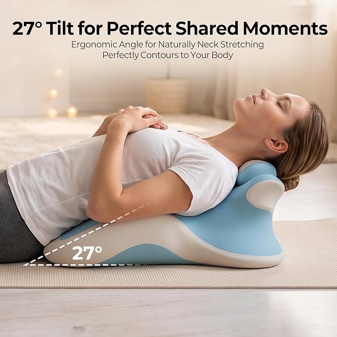 HAMYODO 27° Angled Wedge Pillow, Support for Neck Back Waist (Iceblue) | Multi-Position Headboard, Bed Rest Pillows for Prone Sleeping ,Backrest Chaise Lounges Stomach Support in Bed, Couch or Floor
