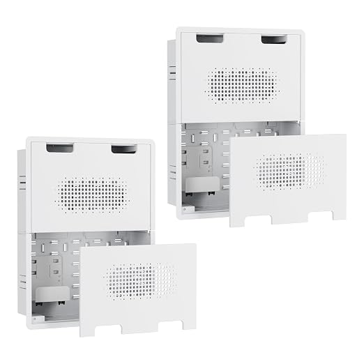 17" in-Wall Media Box Recessed Outlet Cable Management Kit 2 Pack | Structured Media Enclosure, One Connect & Network Switches, Fits Fire TV Stick Samsung, Recessed Design, 2 Pack