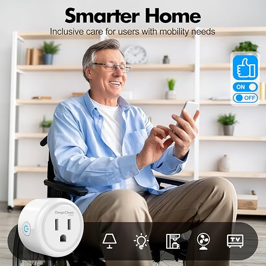 DeeprClean Mini Smart Plugs That Work with Alexa, Wifi Socket Compatible with Google Assistant, App Controlled Outlet with Timer & Schedule, 2.4GHz Wi-Fi Only Wireless Plugs Outlet for Smart Home Life