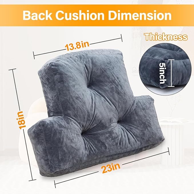 1 MIDDLE ONE Back Pillow for Chair, Memory Foam Lumbar Pillow for Back Support, Back Rest Cushion for Office, Sofa, Couch Sitting, Recliner, Bed and Lower Back Pain (Grey)