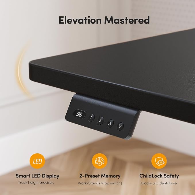CubiCubi L Shaped Standing Desk 63 x 55 Inch Adjustable Height, Electric Standing Desk, Sit Stand Home Office Desk with Splice Board, Black