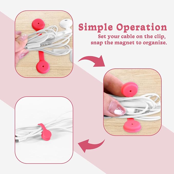 Viaky Magnetic Cable Ties 6-Pack,Silicone Magnetic Cord Ties,Macaron Color | Magnetic Cord Organizer for Bundling Earphone, Charging Cords,Cord Wraps,Reusable Twist Ties for Home,Office,Kitchen,Travel