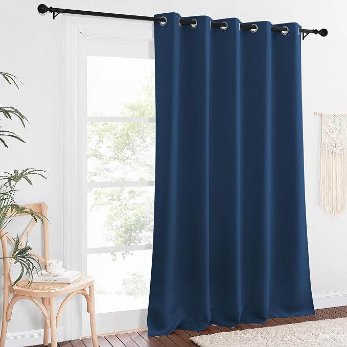 NICETOWN Blackout Curtains 102 Inch Length, Thermal Insulated Curtains for Bedroom Grommet Energy Saving Room Darkening Drapes for Living Room Window, 1 Panel, Moroccan Blue, 66" W x 102" L