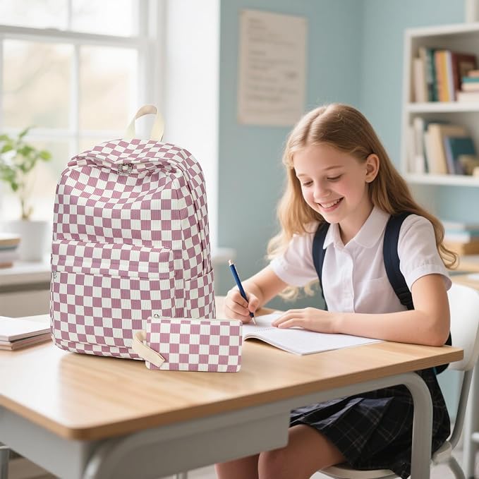 Bluboon School Backpack Set Girls Womens Laptop Bookbag Casual Daypack Fits 15 inch Laptop with Lunch Tote Bag and Pencil Bag