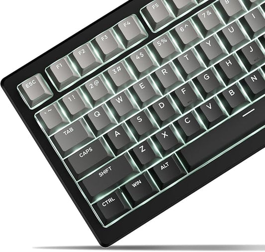 SDYZ x XVX Shine Through PBT Keycaps, Keycaps 60 75 100 Percent Cherry Profile, Doubleshot Custom Key caps Set for 61/64/68/84/87/100/104/108 Gaming Mechanical Keyboard, Gradient Gray
