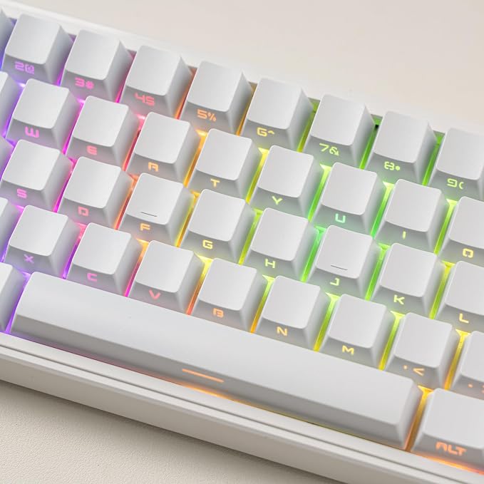 dagaladoo White keycap Set,Shine Through keycaps 60 75 Percent, Japanese Style PBT Key caps,Double Shot Custom keycaps,OEM Profile Keyboard caps for Mechanical Keyboards