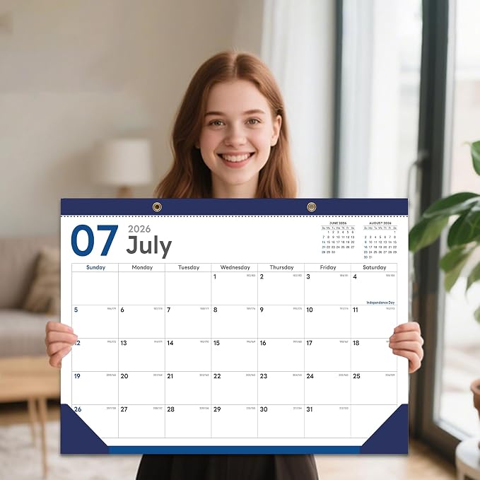 2026-2027 Desk Calendar - 18 Month Desk Calendar 2026-2027, Jul 2026 - Dec 2027, 17" x 12", Large Monthly Desktop Calendar with Daily Blocks, Thick Paper, Corner Protectors - (2 Stickers Included)