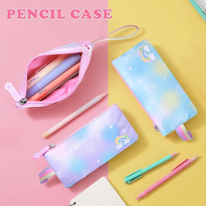 3PCS SET kids backpacks for girls, bookbag for girls backpack with lunch box Pencil Pouch Set back to school supplies for Kid, School backpack for girl Elementary School Student(PINK)