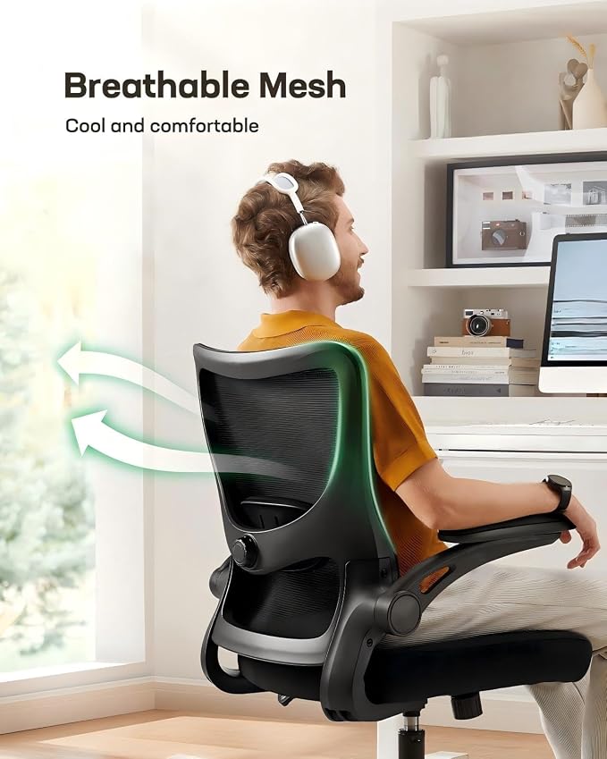 Marsail Ergonomic Office Chair Desk Chair with 3D PU Armrests and Adjustable Lumbar Support Breathable Mesh Chair Executive Rolling Swivel Comfy Task Chair for Home Office Gaming，Pack of 20
